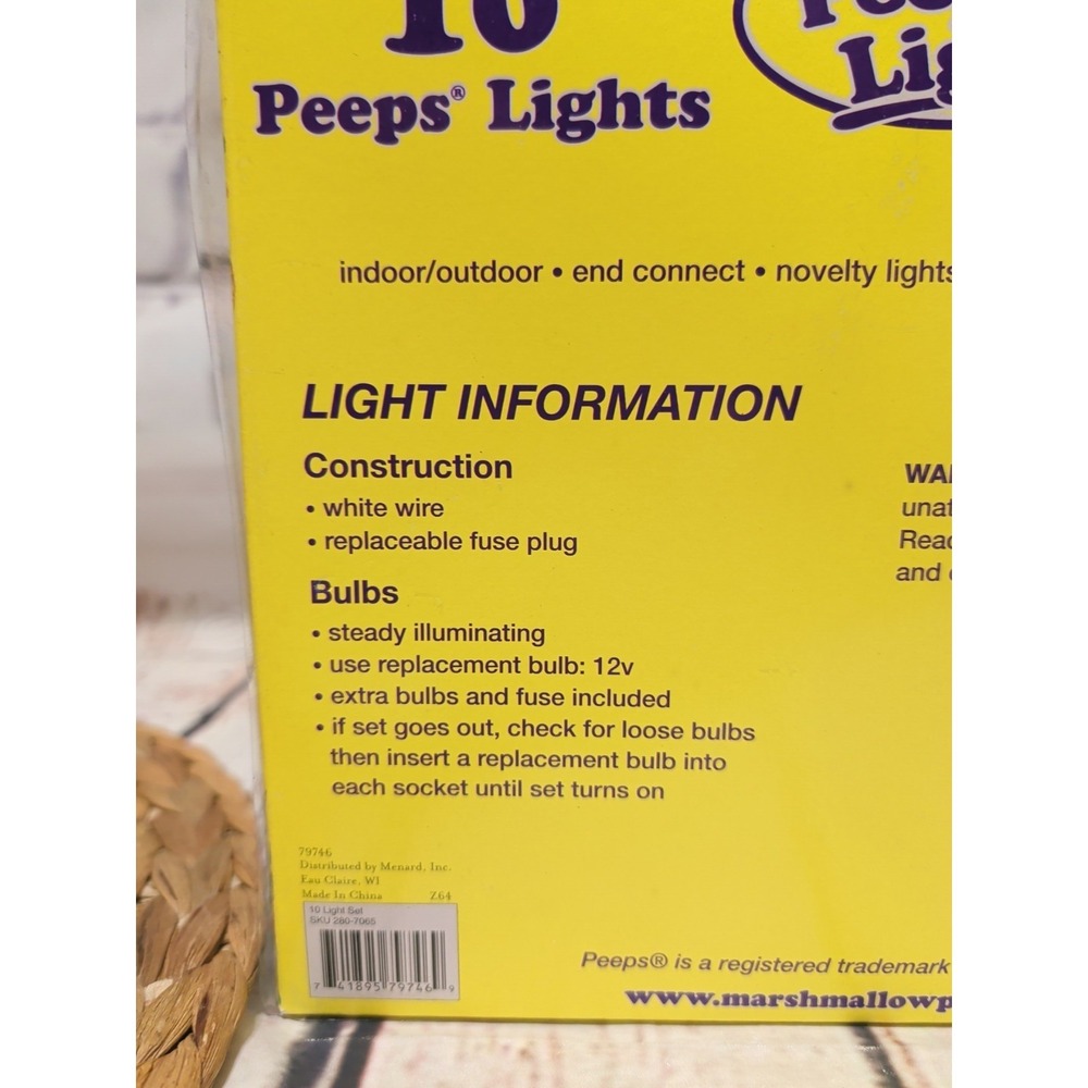 NIB Vintage Just Born Peeps Yellow Chicks Novelty String Lights Set of 10 - Picture 4 of 5